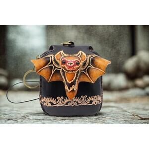 Genuine Handcrafted Leather Bat Coin Purse Gothic Mini Pouch